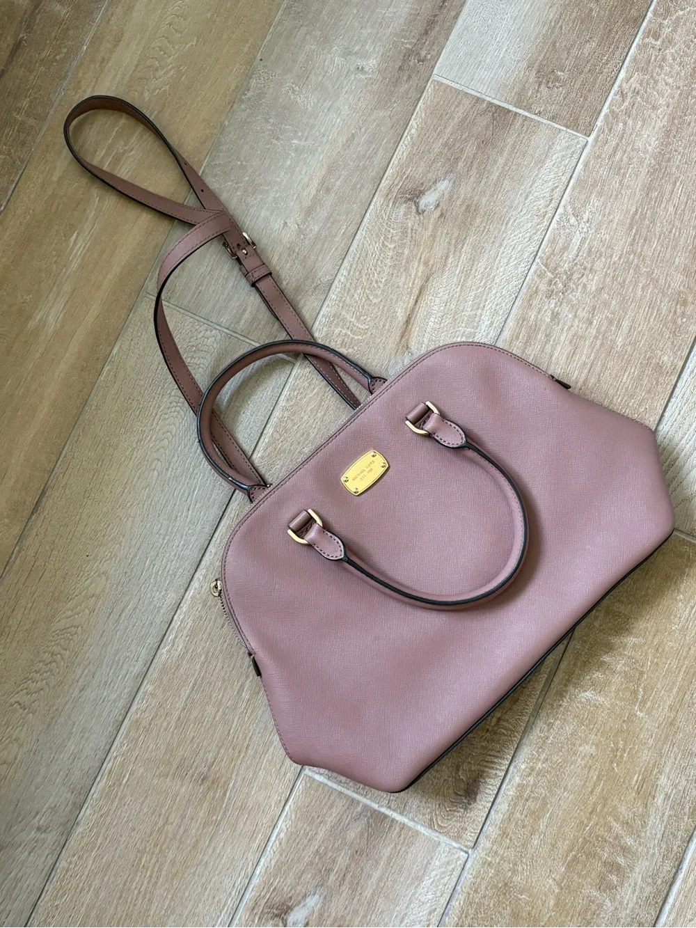 Michael Kors Dusty Rose Dome Crossbody Satchel with Gold Plate